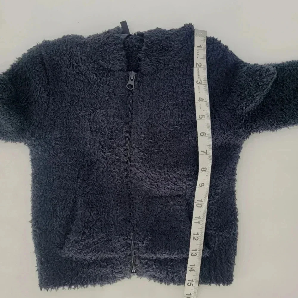 NWT Skims fuzzy Kids Cozy Full Zip Hoodie Jacket in Onyx Unisex Kids Sz 2T/3T